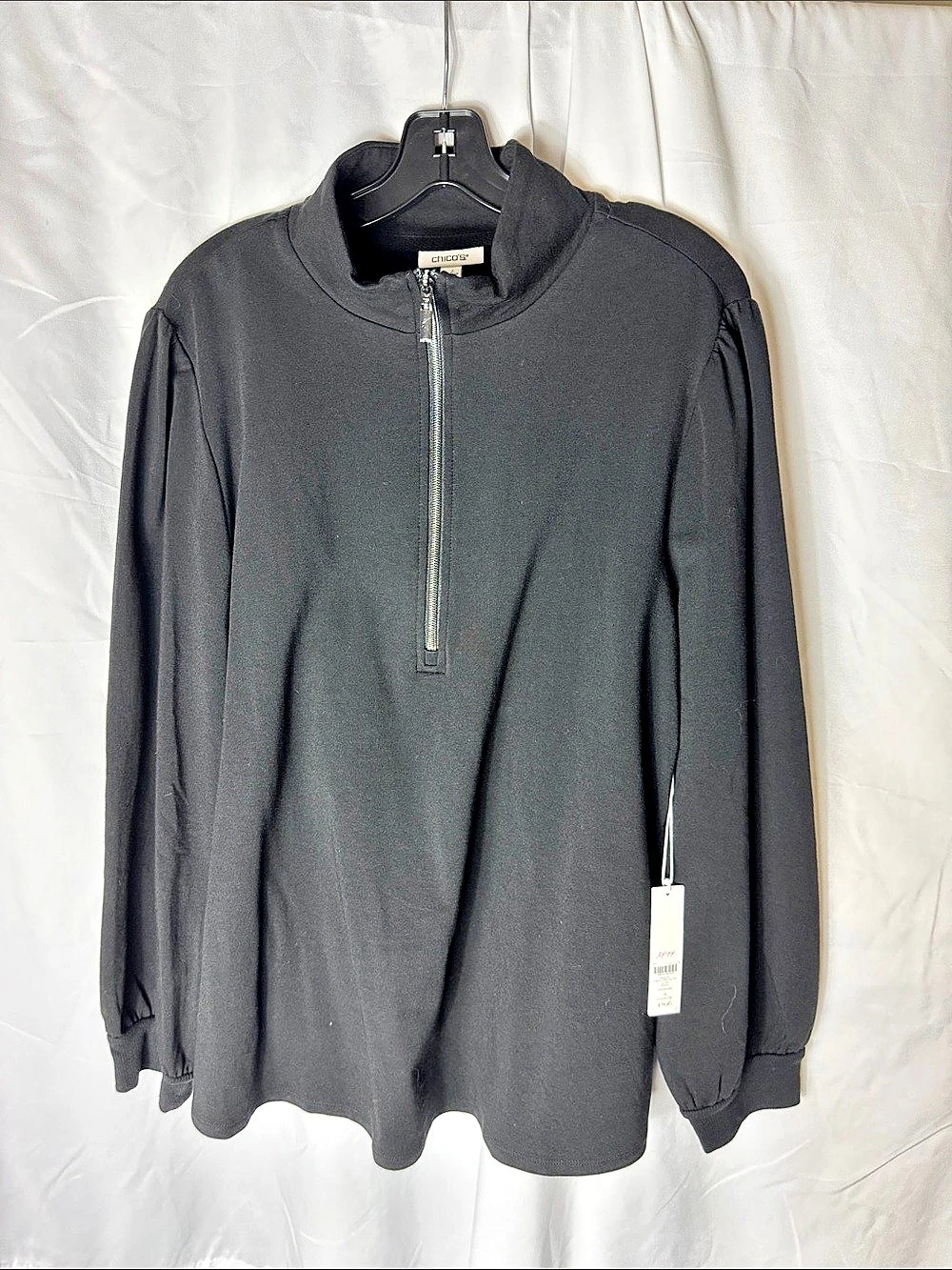 Chico's Zenergy French Terry Half Zip Pullover Black XL